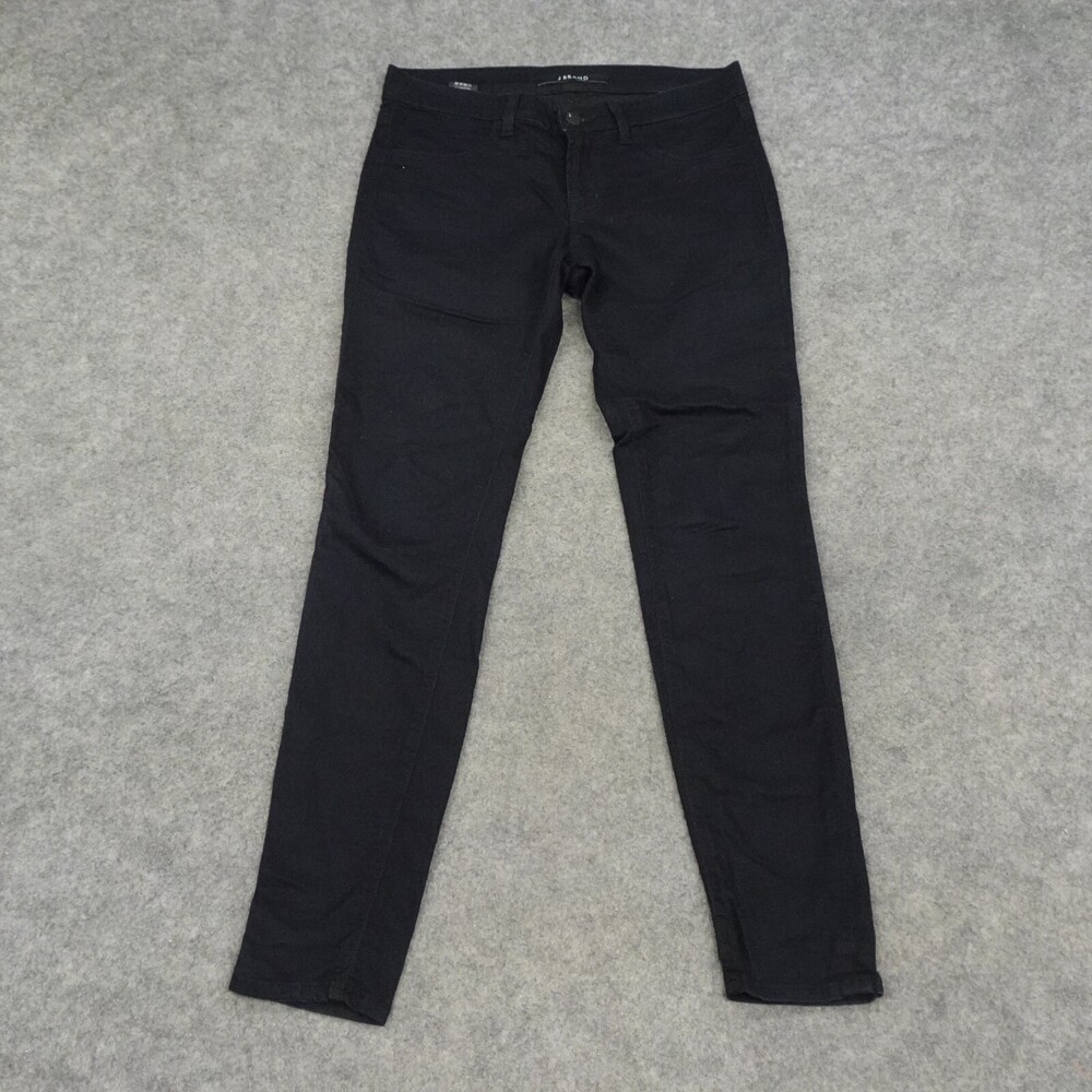 J Brand Jeans Womens 27 Black Denim Super Skinny Straight Pants Mid Rise